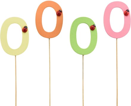 Aantal pluggen verjaardag 0 bloempluggen hout 27,5cm 16 st, 16 Stück