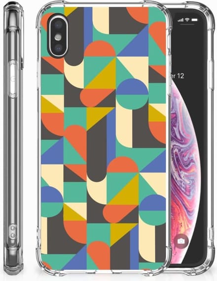 Apple iPhone Xs Max Doorzichtige Silicone Hoesje Funky Retro