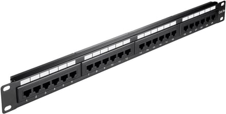 Goobay CAT 5e patchpaneel, 24 RJ45-poorten, 19 inch (48,3 cm) 1U, UTP onafgeschermd, IDC-montage, zwart