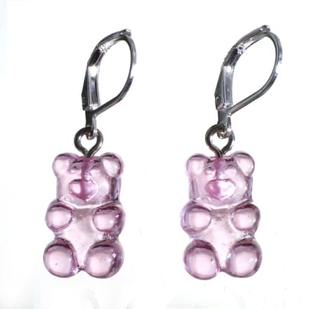Zilveren oorbellen Gummy Bear - Roze