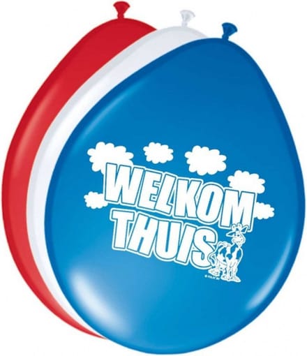 Folat Welkom thuis ballonnen - 16x - multi kleuren - 30 cm - thuiskomen