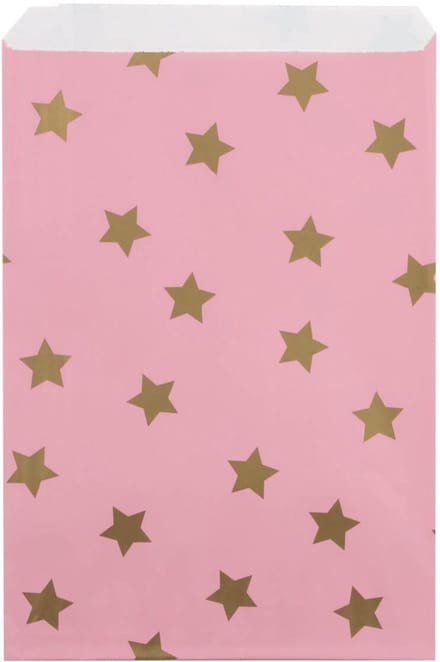200x Papieren Zakjes Stars Gold 17x25cm