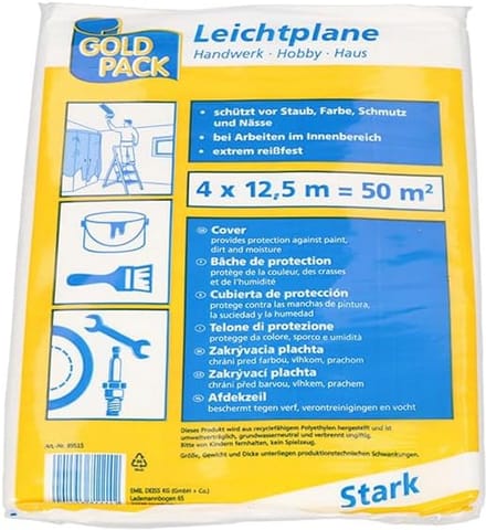 Afdekzeil 4x12,5m lichtgewicht HDPE transparant scheurvast vloer afdekken