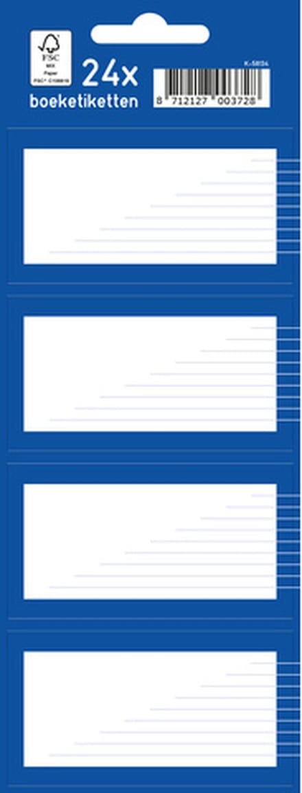 Kangaro boeketiketten - 7,5 x 5 cm - pak a 24 etiketten - blauw/wit