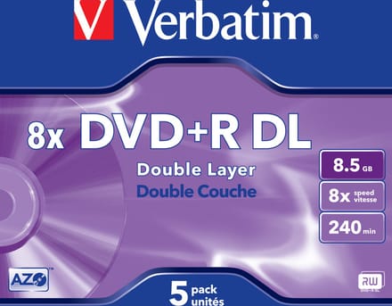 Verbatim 43541 DVD+R Double Layer Matt Silver - 5 Stuks / Jewelcase