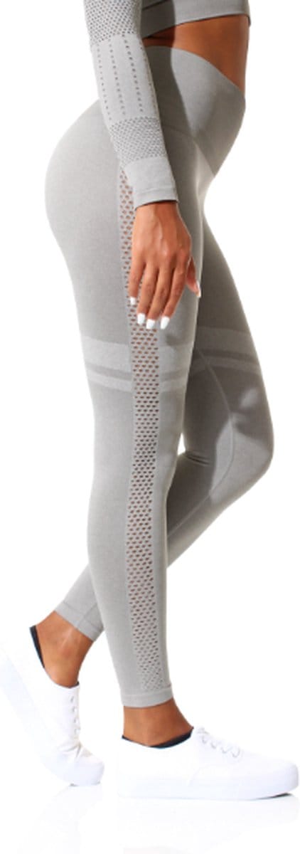 Dames sportlegging - Hoge taille - Grijs Melange - Maat L