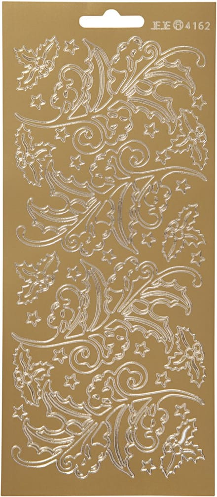 Stickers, hulst, vel 10x23 cm, goud, 1 vel