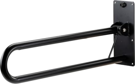 Toiletbeugel Mat Zwart opklapbaar 76 cm, wandbeugel, toiletsteun