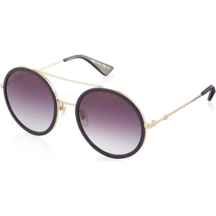 Gucci Dubbele Brug Ronde Montuur Zonnebril Dames zonnebril Zwart GG0061S-001 Dust Bag+Eyeglass Case (Random Color)