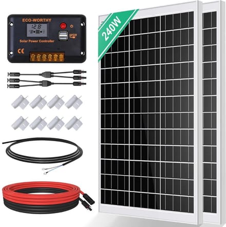 Thuys – Zonnepanelen Compleet Pakket – Plat Dak – Met Stekker – 2 Panelen – 240 Watt