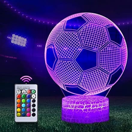 3D Voetbal Nachtlamp met Afstandsbediening - 16 Kleuren