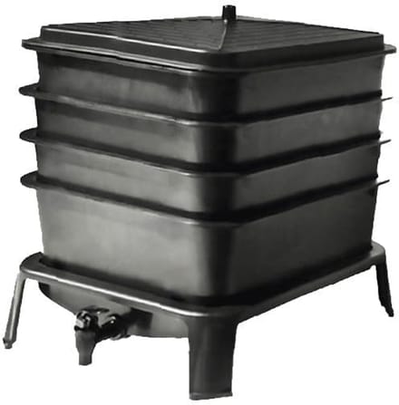 Wormenbak - Compostbak - Afval Recyclen - Vier Werkbakken - 30 cm - Zwart
