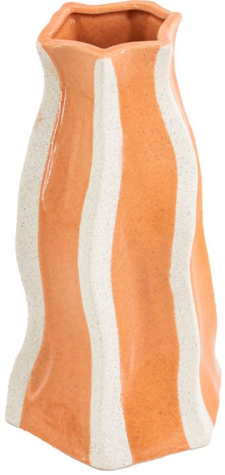 HomeBound by KY | Aardewerk vaas stripes sandstone | bloemenvaas