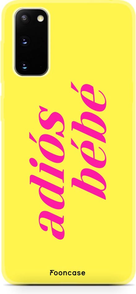 Fooncase Hoesje Geschikt voor Samsung Galaxy S20 - Shockproof Case - Back Cover / Soft Case - Adios Bebe / Geel & Roze
