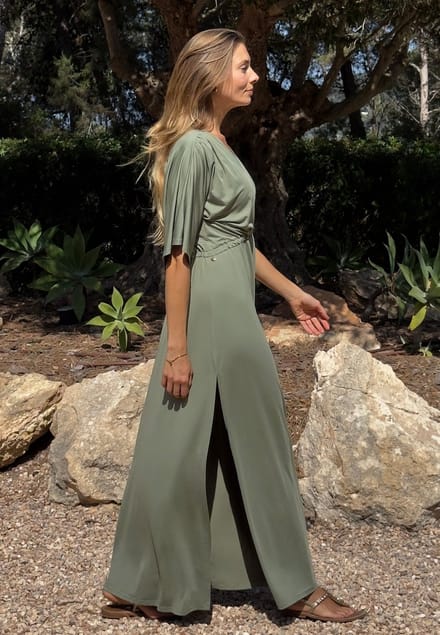 Chic by Lirette - Kimono jurk Lotus Natural - Zeegroen - M