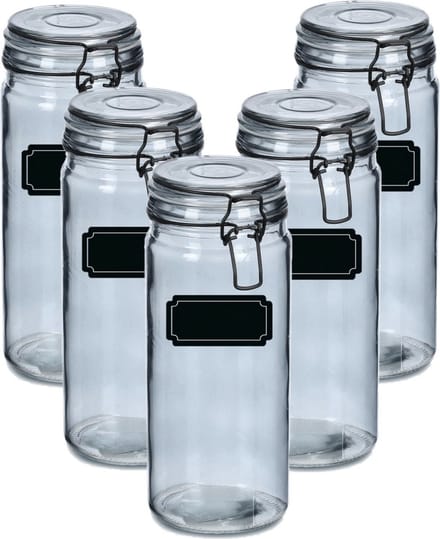 Weckpotten/inmaakpotten - 10x - 1L - glas - met beugelsluiting - incl. etiketten
