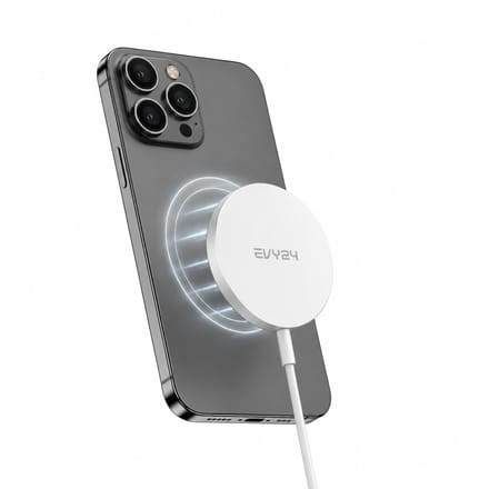 Evy24 Qi2 Draadloze Oplader 15W - MagSafe Compatible - Magnetische Snellader voor iPhone & Android - USB-C - Wit