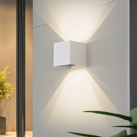 Lindby Smart LED buiten wandlamp Dara, 10 cm, wit, CCT Tuya
