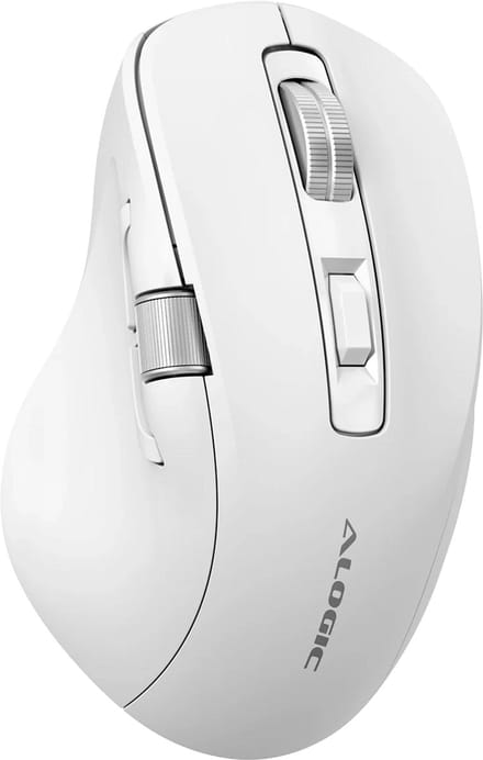 Alogic Apex Draadloze Programmeerbare Muis – Ergonomisch Ontwerp – 6400 DPI – Tot 104 Uur Batterijduur - Wit