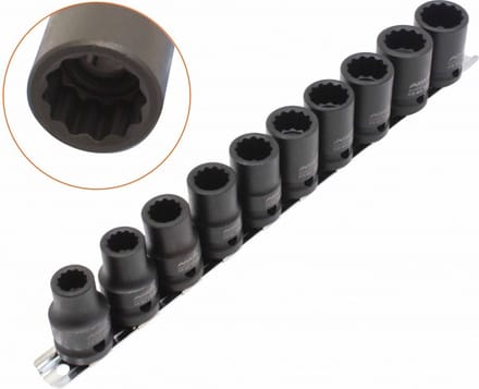 krachtdoppenset - 10-delig - 1/2 aansluiting - 10 tot 19 mm - slagdoppen - doppenset - asta