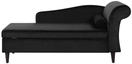 BELIANI LUIRO - Chaise longue - Zwart - Rechterzijde - Fluweel