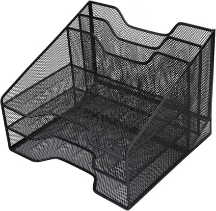 Papier Lade - Documentenhouder - Bureau Organisatie - Drie Laags Ontwerp - 33x32x27cm - Zwart