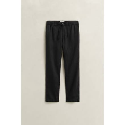 Gant Broek Solid Color Linnen Drawstring Zwart / male
