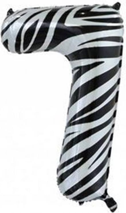 Folieballon Cijfer 7 Zebraprint 86 cm