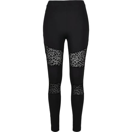 Urban Classics - Flock Lace Inset Legging - M - Zwart
