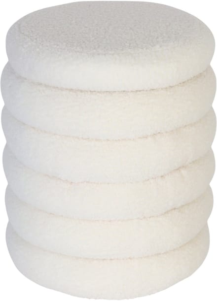Poef met opbergruimte - Ø 37 cm - teddy - wit