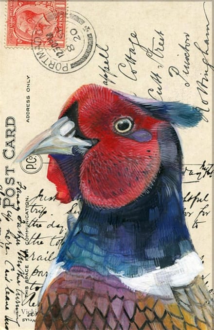 Dubbele kaart met env. Fazant hoofd 11,5x17,5cm