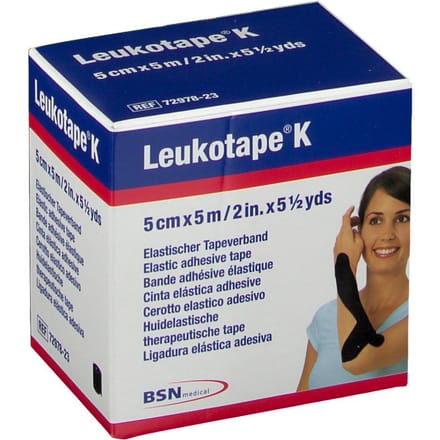 Leukotape K Kleefwindel Elast Zwart 5cmx5m 1