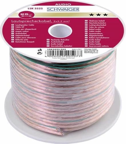 Schwaiger LSK3525 055 audio kabel 25 m Transparant