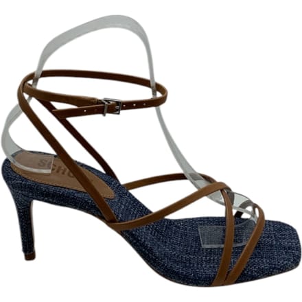 Stof sandaalhak 8cm vrouw Schutz met lederen riemen