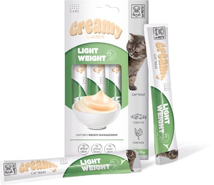 M-PETS Creamy kat functionele snack laag gewicht - kabeljauw & kip 60g - per 12