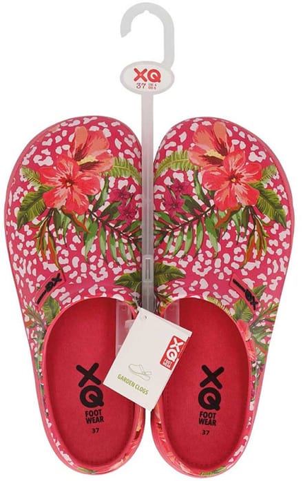 XQ tuinklompen dames - fuchsia / rood bloem - maat 37