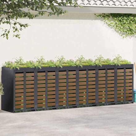 vidaXL - Wheelie - Bin - opslag - voor - 3 - bakken - Staal - Antraciet