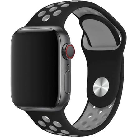 2+2 | Apple Watch Bandje Stryde - Dubbel - Siliconen - Zwart Grijs