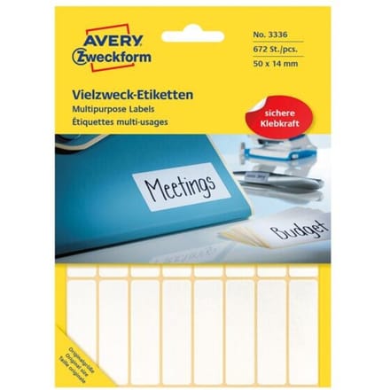 Huismerk Avery 3336 Handmatige Etiket 50x14mm Wit