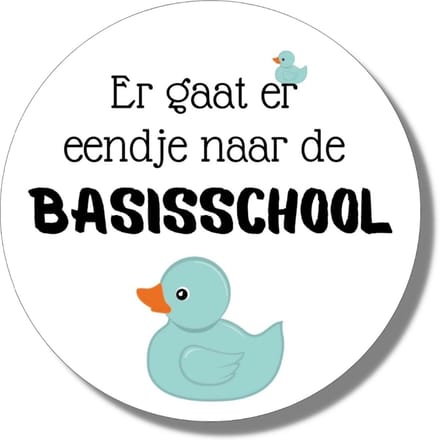 Sticker Er gaat er eendje naar de basisschool | Groen blauw | 20 stuks