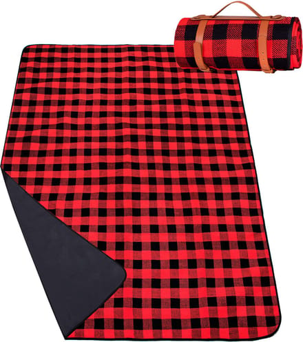 Springos Picknickkleed | Picknickdeken | Buitenkleed | Picknick | 200 x 150 cm | Zwart/Rood