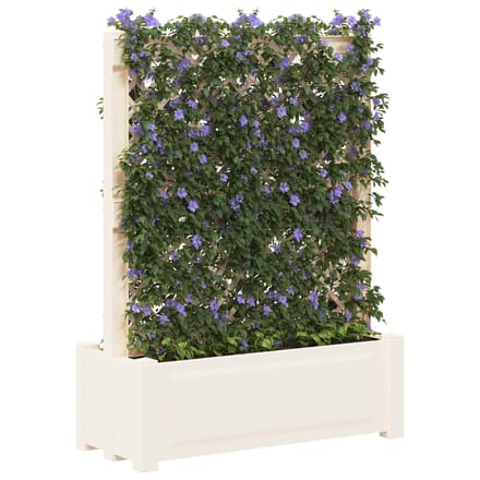 vidaXL - Grote - plantenbak - met - trellis - Wit - 99,5 - x - 43 - x - 133,5 - cm - PP