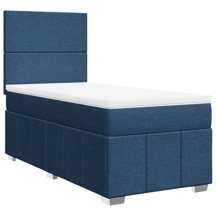 vidaXL - Boxspring - met - matras - stof - blauw - 100x200 - cm