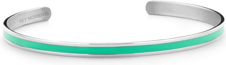 Key Moments 8KM-B00527 Stalen Open Bangle - One-size (60 x 50 x 4 mm) - Zilverkleurig / Mint