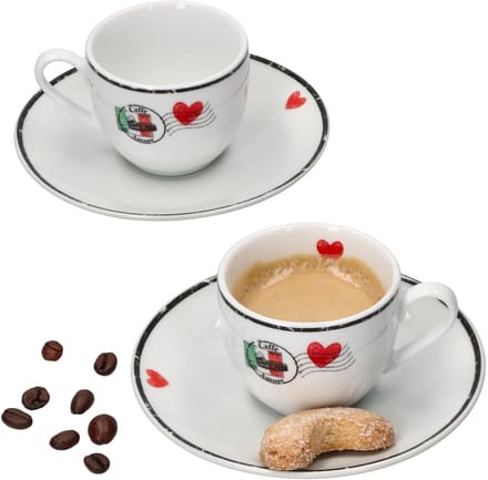 2x espressokop met 2x schotel Caffee Amore voor 2 personen - 412840