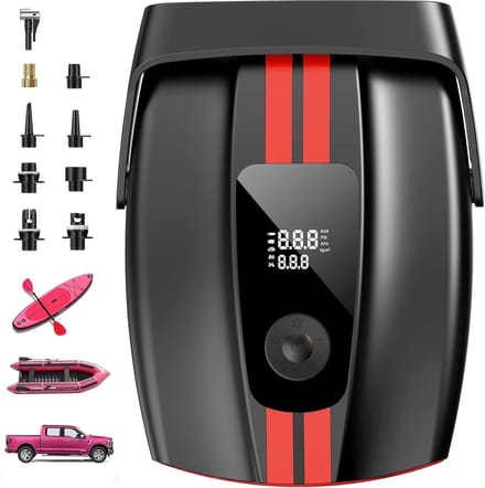 Elektrische Luchtpomp - Opblaas Pomp - Watersport & Kamperen - 50 PSI Dubbele Motor - 12V DC - Rood