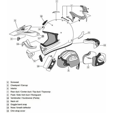 Binnenvoering motorcrosshelm Arai Penta Pro