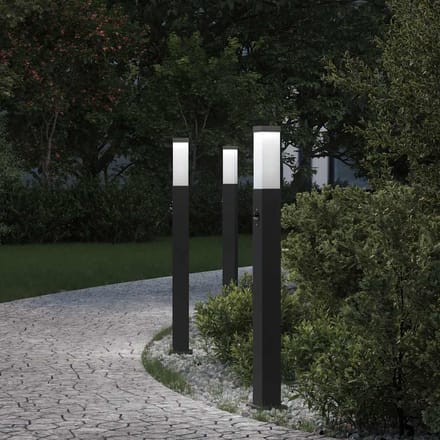 vidaXL Bolderverlichting met sensor 3 stuks 80 cm Zwart IP44
