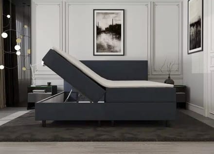 Mörgenn Opbergboxspring SENTO - Boxspring met opbergruimte - Pocketvering - Luxe topper - Inclusief Dekbed en Kussens - Donkerblauw - 90x200