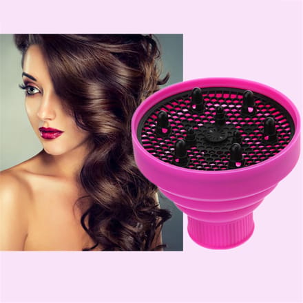 Diffuseur pour sèche-cheveux pliable Ionique Sèche-cheveux Séchage rapide Portable Voyage Pliant Léger Silicone rouge rose